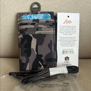 NWT Lug Twister RFID Lanyard Wallet in Camo Midnight